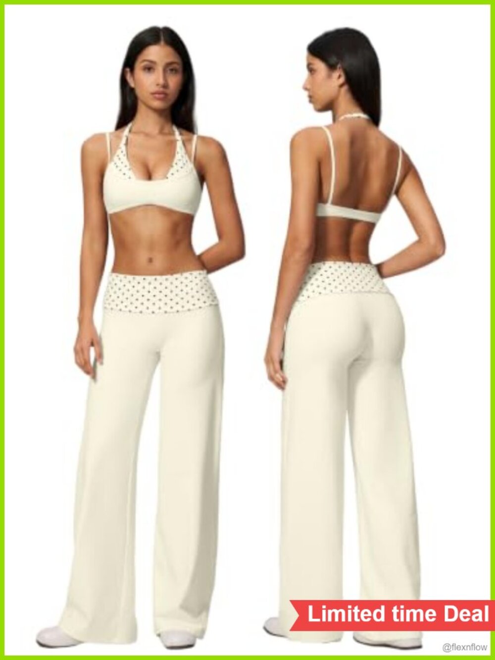 Women's 2-Piece Athletic Set Halter Sports Bra Wide Leg Yoga Pants